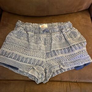 Women's Blue Patterned Shorts